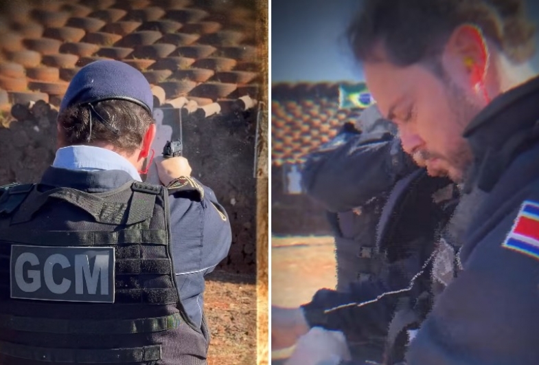 Éder Miano entrega novas pistolas à equipe da GCM de Taquarituba