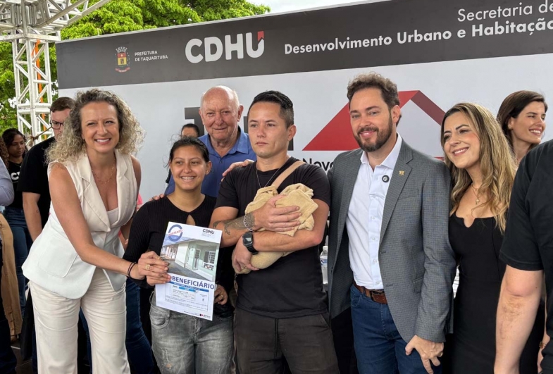 Uma das famílias contempladas pelo sorteio