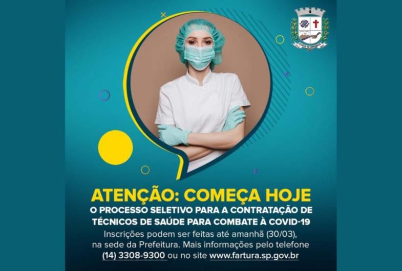 Estão abertas inscrições para contratação de técnicos para combate à Covid-19