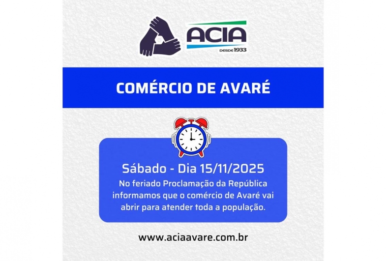 Comércio de Avaré abrirá normalmente neste sábado de feriado