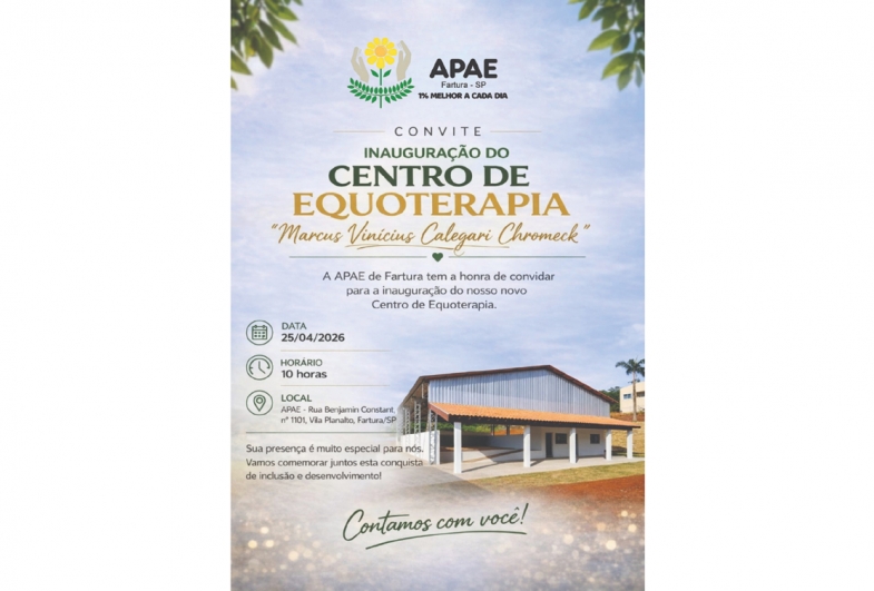 Apae de Fartura inaugura Centro de Equoterapia com homenagem a Marcus Vinícius Calegari Chromeck
