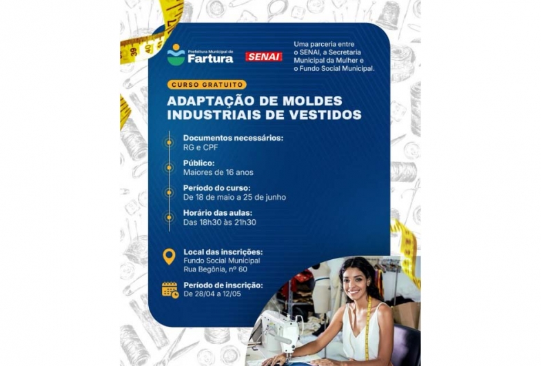 Curso gratuito de adaptação de moldes industriais está com inscrições abertas