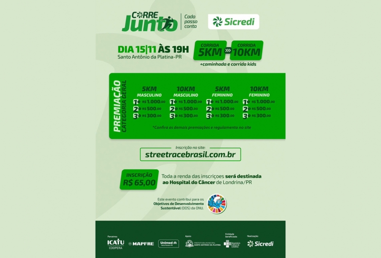 Sicredi Norte Sul promove corrida beneficente em Santo Antônio da Platina-PR