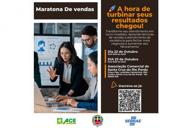 Sebrae-SP realiza “Maratona de Vendas” em Santa Cruz do Rio Pardo 
