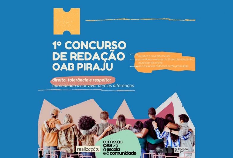 OAB Piraju lança o 1º Concurso de Redação voltado a alunos do ensino fundamental