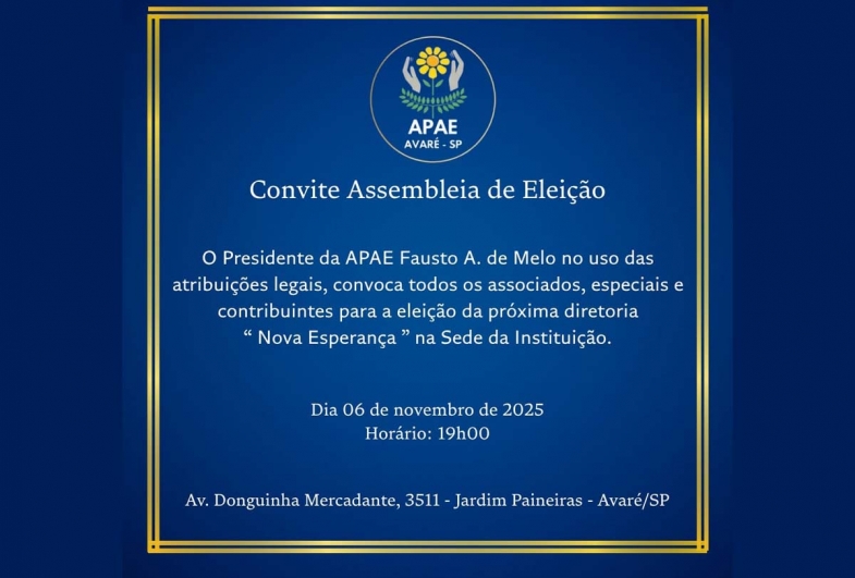 Apae de Avaré realiza Assembleia de Eleição nesta quinta-feira