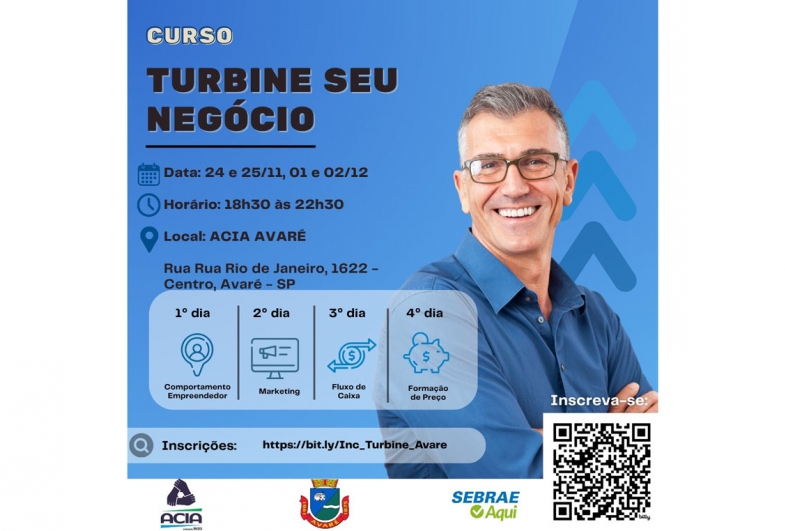 Avaré recebe curso “Turbine Seu Negócio” a partir do dia 24 de novembro
