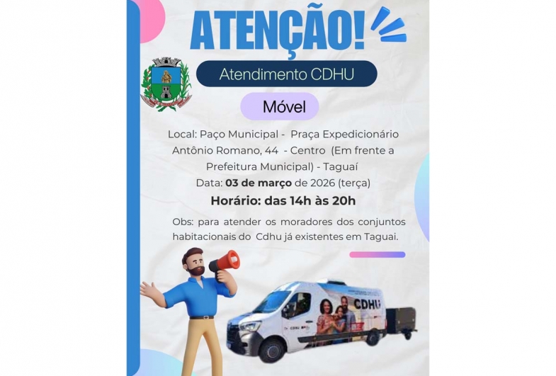Taguaí recebe Atendimento CDHU Móvel  para moradores dos conjuntos habitacionais