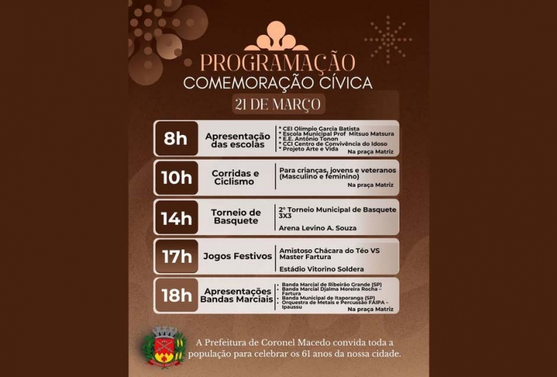 Comemoração cívica abre festividades dos 61 anos de Cel Macedo 