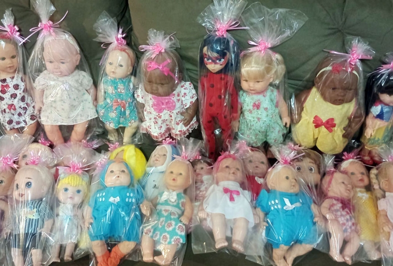 Brinquedos após serem restaurados