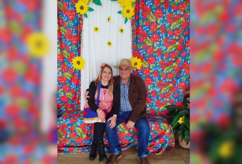 Prefeito João e primeira-dama Wilma durante a festa