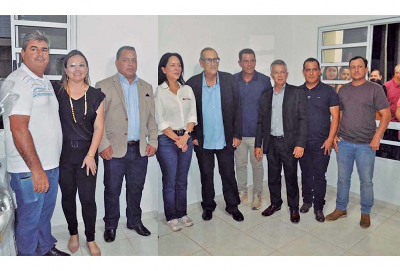 Vereadores Flávio, Karen, presidente da Câmara Edemir, primeira-dama Cristiane Freitas, Valtinho Boranelli, Rodrigo, Biquinho, Xandinho e Valtinho