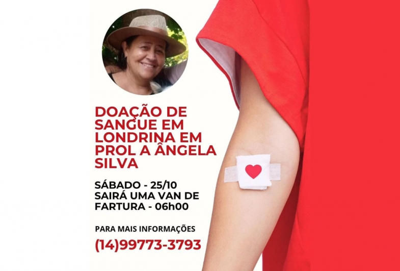Doação de sangue em Londrina em prol de Ângela Silva acontece neste sábado, 25