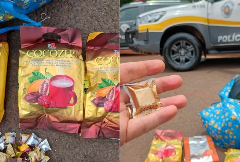 Passageira de ônibus é presa com pasta base de cocaína escondida em embalagens de chocolate em pó em Santa Cruz do Rio Pardo