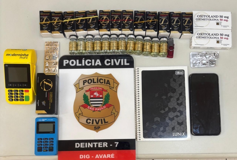 Operação da Polícia Civil cumpre mandado e localiza esteroides anabolizantes e fármacos de uso restrito em Avaré