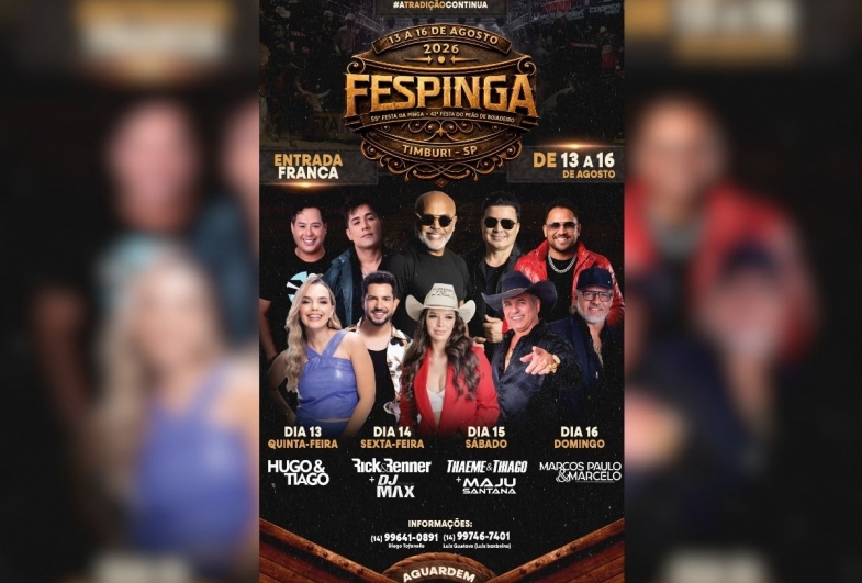 Fespinga 2026 divulga programação oficial e terá quatro dias de festa com entrada franca