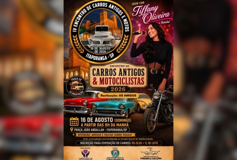 Itaporanga promove 4º Encontro de Carros Antigos e Motociclistas em agosto
