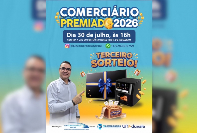 Comerciário Premiado realiza terceiro sorteio com Smart TV, Air Fryer e outros prêmios em Avaré