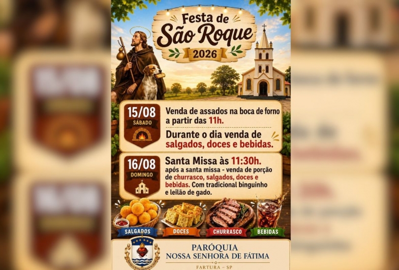 Festa de São Roque reúne comunidade do Bairro Guaiuvira em Fartura neste fim de semana