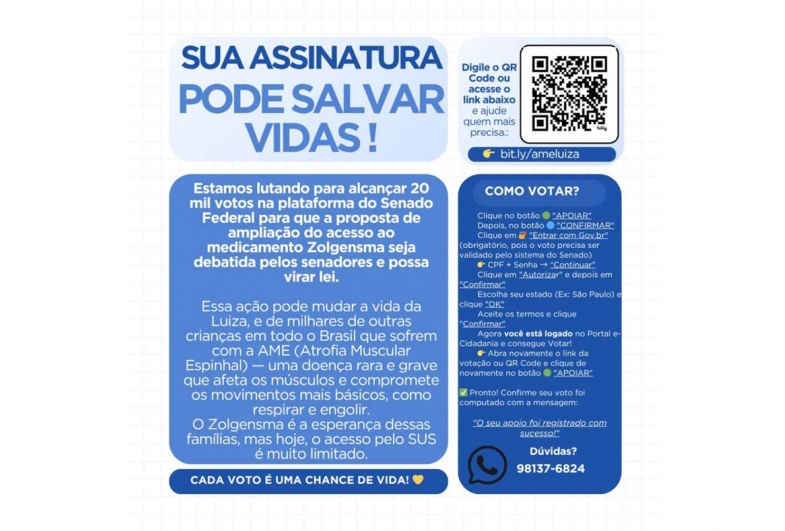 Campanha em Fartura pelo acesso ao medicamento Zolgensma. (Foto: Divulgação)