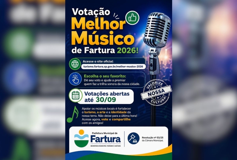 Votação para o prêmio “Melhor Músico de 2026” entra na reta final em Fartura