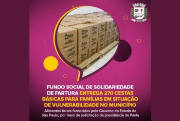 Fundo Social de Solidariedade de Fartura entrega cestas básicas para famílias em situação de vulnerabilidade