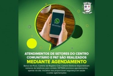 Atendimentos de setores do Centro Comunitário e PAT são realizados mediante agendamento