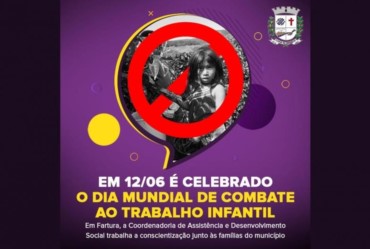 Em 12/06 foi celebrado o Dia Mundial de Combate ao Trabalho Infantil