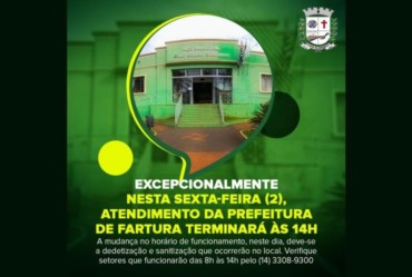 Ação antiCovid: Atendimento na Prefeitura de Fartura próxima sexta-feira será até às 14h