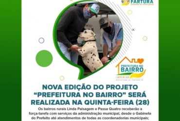 Nova edição do projeto “Prefeitura no Bairro” será realizada na quinta-feira (28)