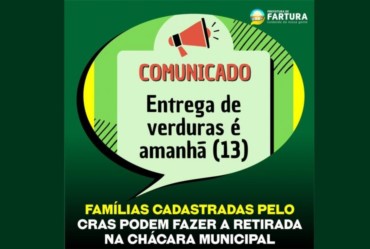 Prefeitura informa que entrega de verduras será amanhã (13)