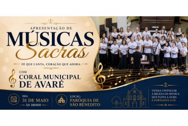 Coral Municipal de Avaré apresenta concerto de músicas sacras na Paróquia São Benedito