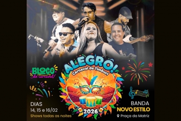 Alegrô Carnaval 2026 em Timburi promete agitar a cidade 