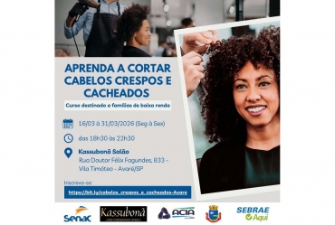 Sebrae oferece curso gratuito de corte para cabelos crespos e cacheados em Avaré