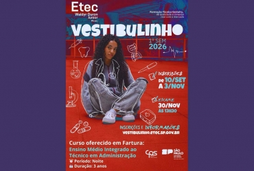 ETEC está com inscrições abertas para o Ensino Médio integrado ao Técnico Noturno em Fartura