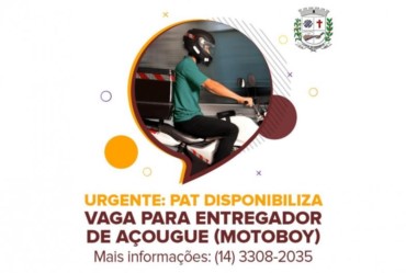 Urgente: PAT disponibiliza vaga para entregador de açougue