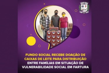 Fundo Social de Fartura recebe doação de caixas de leite 