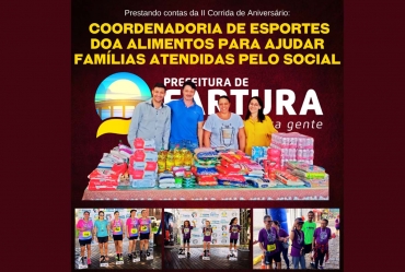Prestando contas: Coordenadoria de Esportes doa alimentos para ajudar famílias atendidas pelo Social
