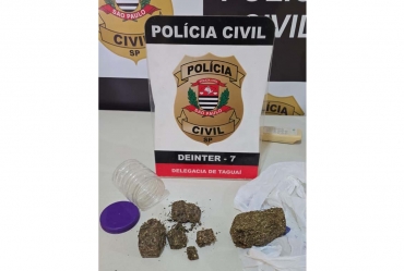 Homem é preso em flagrante por tráfico de drogas e agressão em Taguaí