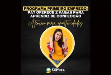 Programa Primeiro Emprego: PAT oferece 2 vagas para aprendiz de confecção