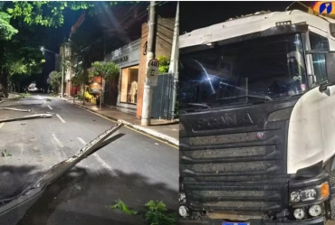 Caminhoneiro é detido após dirigir embriagado e derrubar portão e tendas montadas para missa em Ourinhos