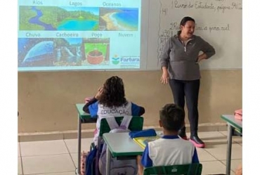 Alunos da Escola Municipal Miguel de Góes participam de palestra sobre preservação da água