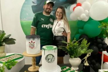 Noiva corintiana viraliza com votos de casamento para palmeirense citando Abel, Dudu e Mundial