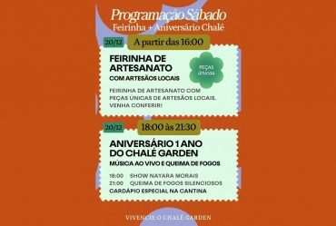 Chalé Garden anuncia programação para este final de semana 
