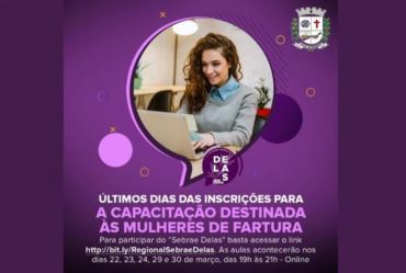Fundo Social: Últimos dias das inscrições para a capacitação destinada às mulheres de Fartura