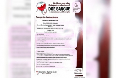 Coronel Macedo faz campanha de doação de sangue neste sábado