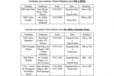 Unidades de saúde oferecem teste gratuito de HIV, sífilis e hepatite viral em Avaré