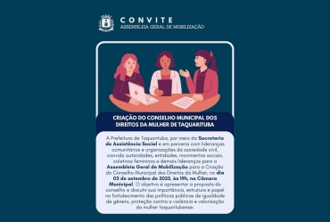 Taquarituba realiza assembleia para criação do Conselho Municipal dos Direitos da Mulher