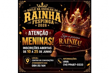 Inscrições abertas para o Baile da Escolha da Rainha da Fespinga 2026